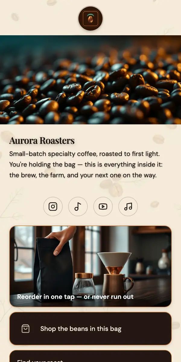 Aurora Roasters — live metawe page
