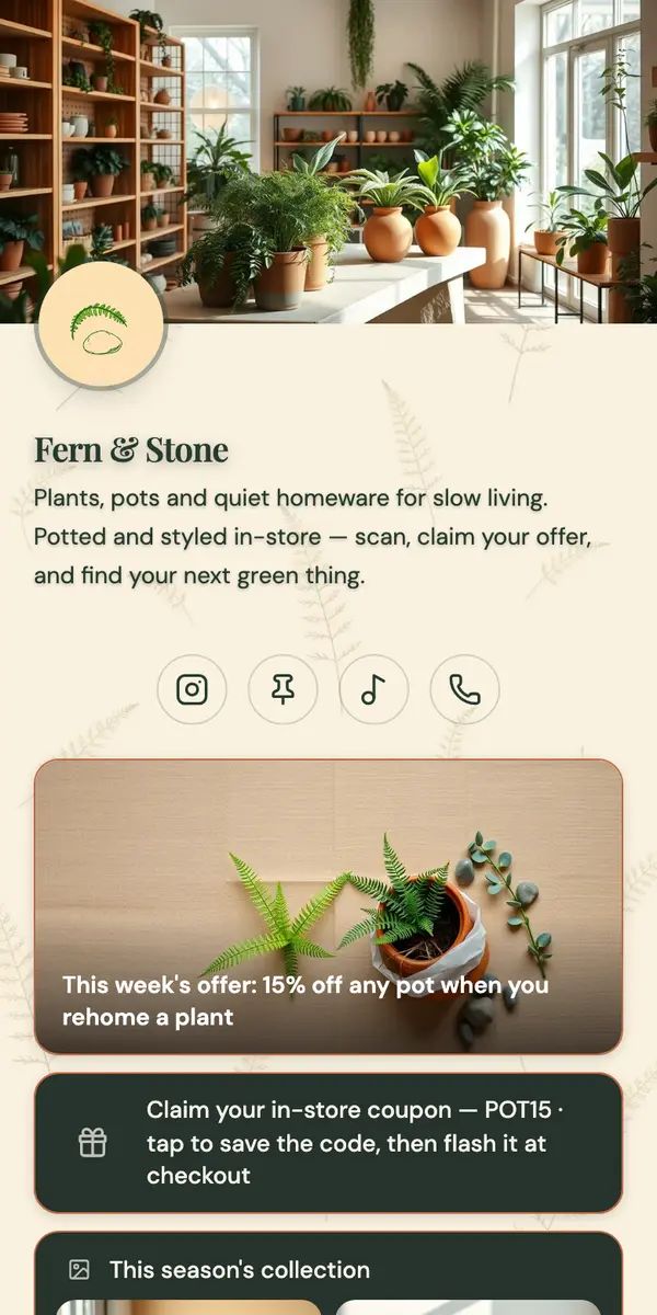 Fern & Stone — live metawe page